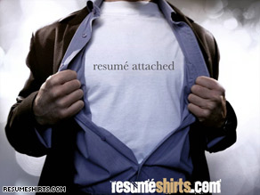 ResumeShirts.com, launching Tuesday, will allow customers to print their resumes on customized T-shirts.