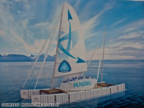 This 60-foot sailboat, the Plastiki, is being built from more than 12,000 recycled plastic bottles.