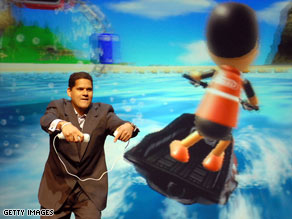 Nintendo of America President Reggie Fils-Aime demonstrates a Wii game at last year's E3 show.