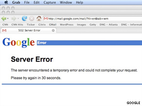 Many Gmail users encountered this error message when trying to access their e-mail Tuesday.