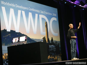 Steve Jobs gives a speech at last year's WWDC. Jobs will not be emceeing in 2009.