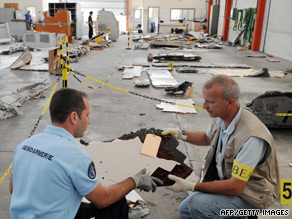 Investigators pore over wreckage of Air France flight 447 which crashed killing 228 people on June 1.