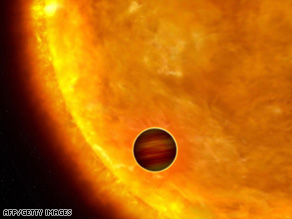 An artist's impression shows a planet passing in front of its parent star. Such events are called transits.