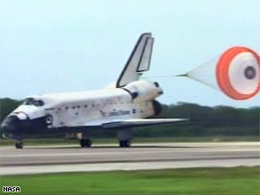 The space shuttle Discovery returned to Kennedy Space Center on Saturday after a 12-day mission.