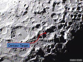 The moon, shown shortly before NASA's rockets hit on Friday morning.