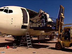 Plane boneyards are a rich source of spare parts for MotoArt to create their functional furniture.