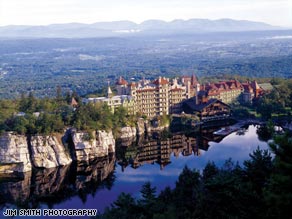 Mohonk's ice-skating pavilion, completed in 2001, overlooks Lake Mohonk.