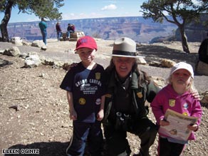 Ethan and Hannah Sitzman proudly show off their National Park Junior Ranger badges.