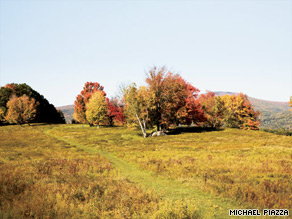 Fall color splashes the grounds of the Sterling and Francine Clark Art Institute in Williamstown.
