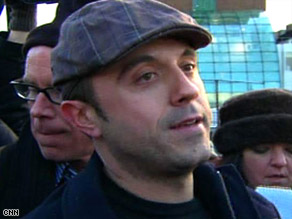 Passenger Jeff Kolodjay speaks to reporters after escaping from the downed plane.