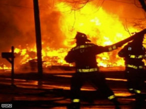 Firefighters from nine volunteer fire departments battled the flames at the crash site. 