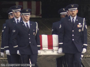 The Pentagon is reviewing a policy barring media from viewing coffins of soldiers killed in combat.