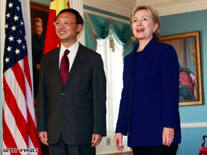Chinese Foreign Minister Yang Jiechi and U.S. Secretary of State Hillary Clinton meet Wednesday in Washington.