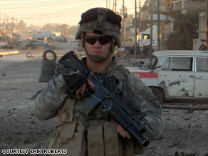 Army Sgt. Erik Roberts was badly wounded in Iraq with two comrades in April 2006.