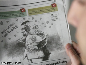 A Lebanese newspaper ran a caricature last year of two opposition leaders hugging in light of April Fools' Day.