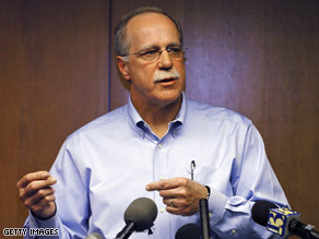 Maersk Line Ltd. CEO John Reinhart speaks to reporters on Wednesday following the hijacking incident.