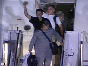 The crew of the Maersk Alabama landed at Andrews Air Force Base in Maryland early Thursday.