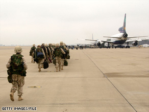 Troops from Fort Campbell, Kentucky, depart for the Persian Gulf in 2003.