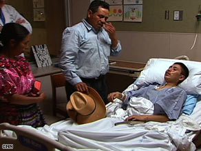 Juan's parents, Pascual and Maria, made their first plane trip to visit him from Guatemala. 