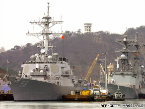 The USS John S. McCain, left, anchored at the port of Incheon 40 km west of Seoul, Korea in March 2004.