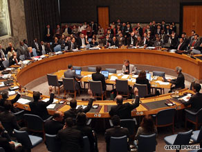 The U.N. Security Council votes for a resolution imposing sanctions against North Korea on Friday.
