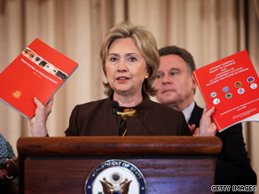 Secretary of State Hillary Clinton says the report aims "to shine the light brightly on ... modern slavery."