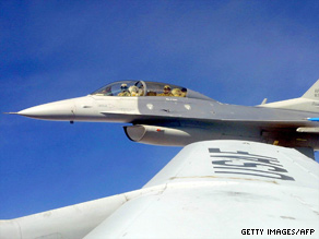 An F-16 from Hill Air Force Base trains in Utah in 2001.