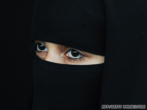 A niqab is a garment that covers the entire face and head, except for the eyes.