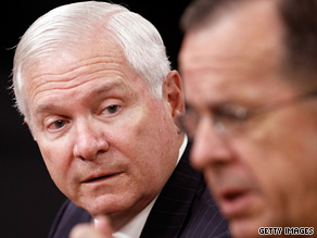 Defense Secretary Robert Gates, left, and Joint Chiefs Chairman Mike Mullen speak Thursday at the Pentagon.