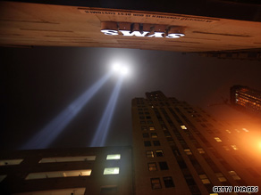 The "Tribute in Light" near the World Trade Center site in New York City a day before the memorial services.