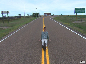 CNN's Drew Griffin in the middle of the very unbusy border station in Scobey, Montana.