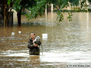 Floodwaters cover a road at Cross Creek Golf Course in Atlanta, Georgia, on Monday.