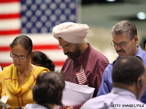 The number of naturalized citizens in the U.S. increased, partly attributed to voter drives for the 2008 election.