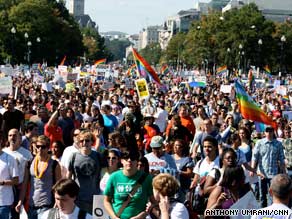 Sunday's National Equality March in Washington coincided with National Coming Out Day.