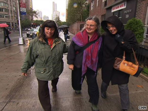 Cindy Hickey, from left, Nora Shourd and Laura Fattal go to New York City to visit the Iranian mission.