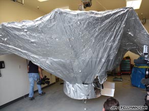 The balloon is displayed at the sheriff's department in Fort Collins, Colorado, on Sunday.