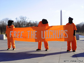 In February, demonstrators in Washington protest the detention of Uyghurs at Guantanamo.