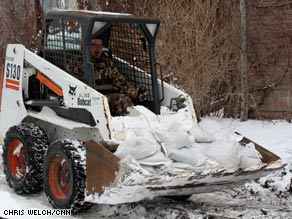 Explosives are set off Wednesday evening in the Missouri River to break up ice jams.