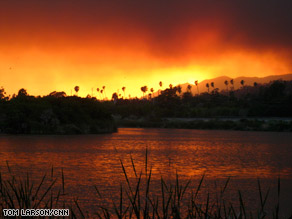 The Santa Barbara County fire is burning high-end homes in the area.