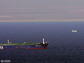The Liberian-flagged oil tanker Sirius Star at anchor off the Somalian coast in the Indian Ocean on November 19