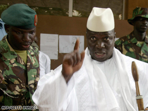 Amnesty claims Gambian President Yahya Jammeh, pictured in 2006, invited "witch doctors" to the West African nation.