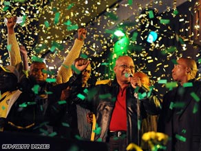 ANC leader Jacob Zuma addresses supporters in Johannesburg on Thursday.