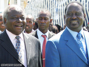 Kenyan President Mwai Kibaki, left, is all smiles with PM Raila Odinga during last year's swearing-in ceremony but since then  relations have soured.