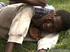 Joseph Mwaura loves being tickled but he's also on powerful anti-psychotic drugs.