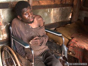 Daniel Mungai is kept locked away in a small wooden shack and has been for 15 years.