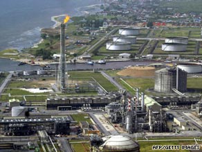File image of Shell's oil and gas terminal on Bonny Island in southern Nigeria's Niger Delta.