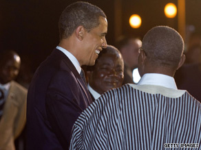 Local dignitaries greet President Obama when he arrives in Ghana on Friday.