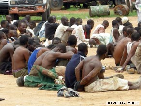More than 150 alleged militants were arrested by Nigerian police after clashes.