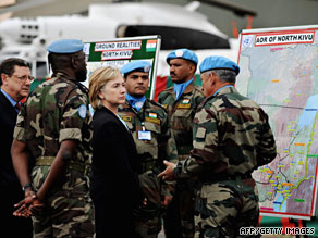 Clinton is touring seven African nations. Here, she visits Cape Town, South Africa, over the weekend.