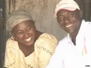 Umar Ahmed and his wife wait for anti-HIV drugs at a hospital in Nigeria.